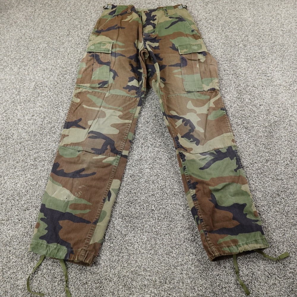 Military Pants Mens S Woodland Camo Combat Trouser Cargo Paratrooper Double Knee